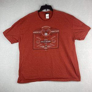 Harley Davidson Logo Mens Size 2XL XXL Red Short Sleeve Graphic Tee Shirt